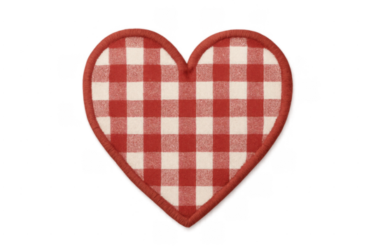 Gingham heart representing love and romance on transparent background - Powered by Adobe