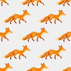 Cute Seamless Fox Pattern – Hand Drawn Cartoon Woodland Animal Illustration for Kids and Nursery Decor