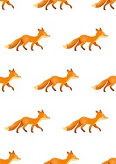 Cute Seamless Fox Pattern – Hand Drawn Cartoon Woodland Animal Illustration for Kids and Nursery Decor