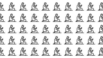 Pattern of stylized people in prayer poses suitable for religious backgrounds, worship services, spiritual designs, community events, and religious publications.