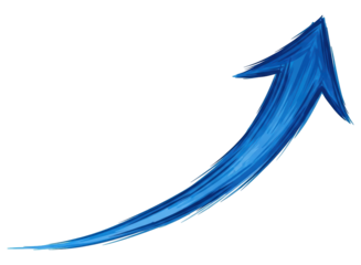 Dynamic blue arrow pointing upwards, symbolizing growth, progress, and success