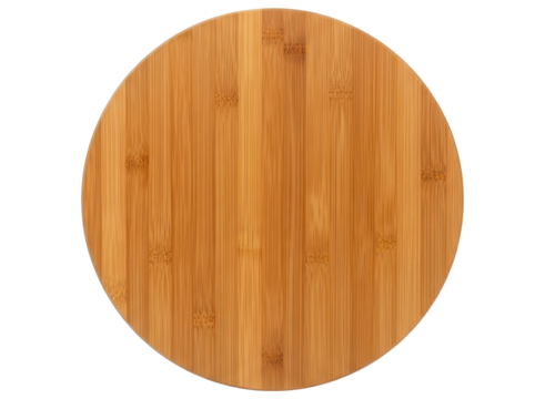 Elegant round bamboo cutting board with natural wood grain texture