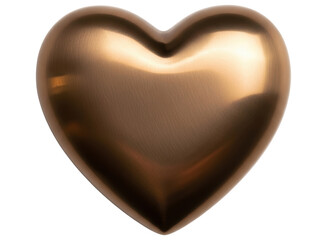 Shiny metallic bronze heart shape with reflective surface, symbolizing love and affection