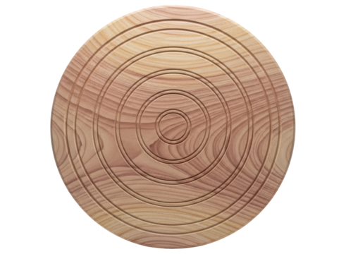 Natural wood texture with carved concentric circles creating an abstract round design