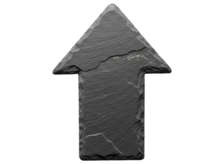 Textured dark gray slate arrow pointing upwards, a powerful directional symbol