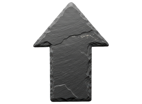 Textured dark gray slate arrow pointing upwards, a powerful directional symbol