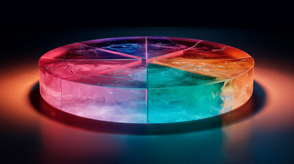 A circular graphic made of ice with Christmas colors