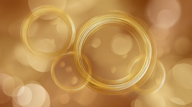 Abstract golden background with circular patterns and bokeh effects creating a warm and elegant atmosphere for festive and celebratory themes