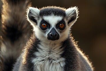 Fototapeta premium Lemur portrait. Close Up portrait Of Ring Tailed Lemur