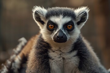 Fototapeta premium Lemur portrait. Close Up portrait Of Ring Tailed Lemur