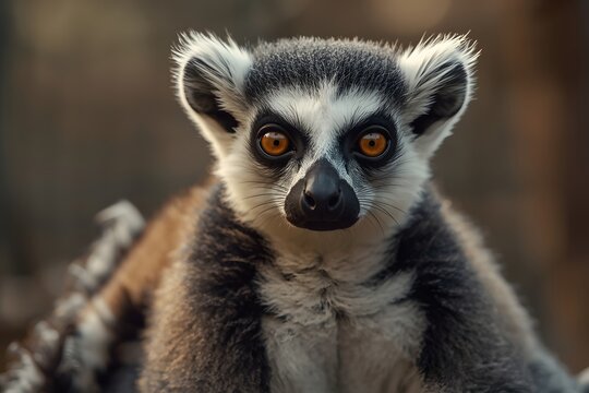Lemur portrait. Close Up portrait Of Ring Tailed Lemur - Powered by Adobe