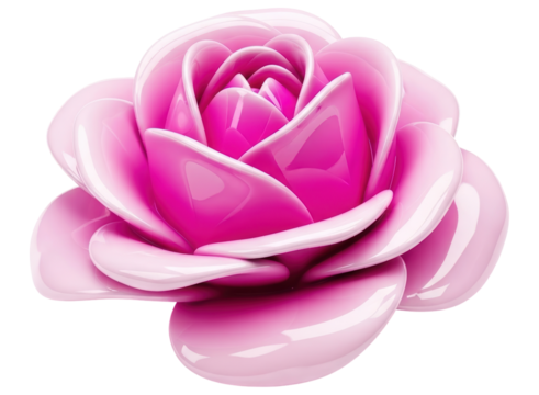 Vibrant pink rose with glossy petals and elegant bloom design