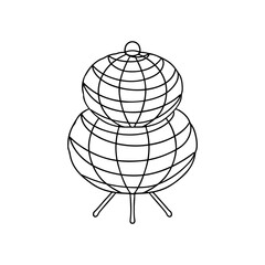 Hand drawn doodle hygge table lamp clipart vector illustration. Cozy domestic light line art