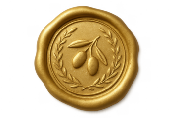 Gold wax seal olive branch laurel wreath