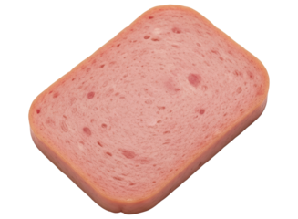 Single slice of pink processed luncheon meat, ready for sandwiches or cooking