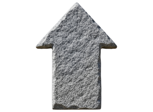 Solid grey stone arrow pointing upward, a symbol of direction and advancement - Powered by Adobe