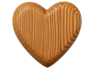 Beautifully crafted wooden heart with natural grain texture, symbolizing love and warmth.