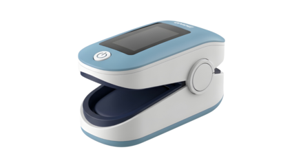 Fingertip pulse oximeter for measuring oxygen saturation level isolated PNG with Transparent Background