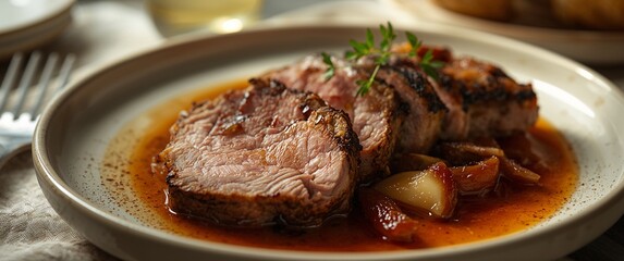 Herb-Crusted Pork Tenderloin with Caramelized Onion Jus