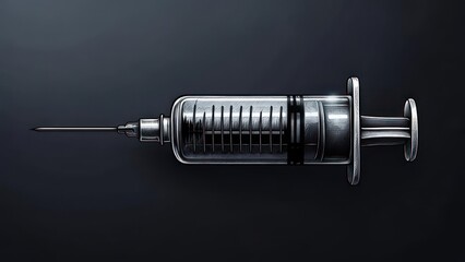 Vintage Glass Syringe on Dark Background - Medical and Scientific Illustration.