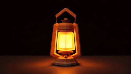 Vintage Kerosene Lantern Illuminating a Dark Room with Warm Glow.