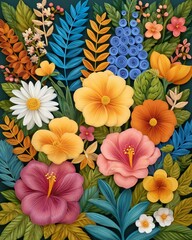 Fototapeta premium Colorful Floral Paper Art Composition with Intricate Details
