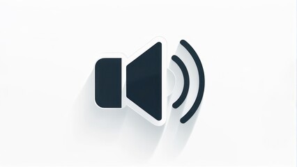 Volume Icon with Sound Waves on White Background.