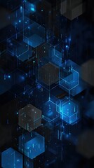 Abstract blue technological hexagonal background