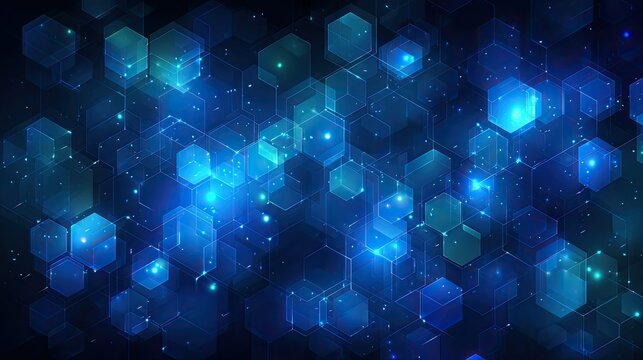 Abstract blue technological hexagonal background