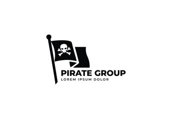 A black pirate flag Logo design for your company branding