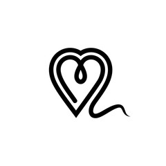 abstract love heart logo with continuous line design style