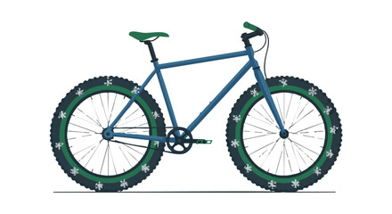 Fototapeta premium Bicycle with snow tires on a white background concept 