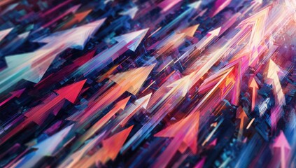 Abstract arrows in various colors point upwards, symbolizing growth & progress
