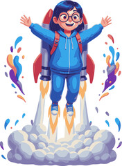 Rocket Jetpack Girl Vector