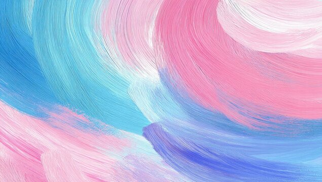 Abstract brushstroke art, featuring swirls of pink, blue, and white paint