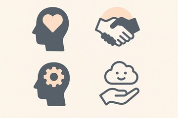 Symbols of emotional intelligence highlighting cognitive empathy and collaboration wrapped in thoughtful design encouraging positive mental health captured with clarity