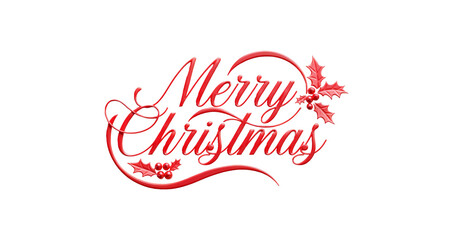 Luxury Merry Christmas Multi Colour Bundle Calligraphy with Holly Ribbon – Transparent PNG + Vector