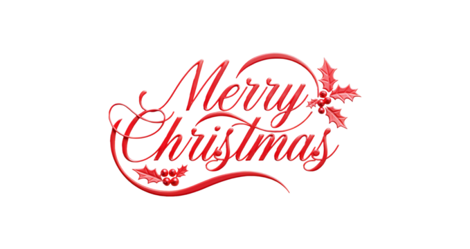 Luxury Merry Christmas Multi Colour Bundle Calligraphy with Holly Ribbon – Transparent PNG + Vector