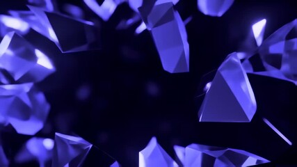 Floating geometric shapes in a dark space, rendering an abstract, futuristic composition with blue tones - Powered by Adobe