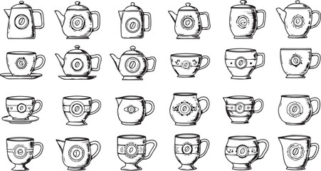 A set of vector icons featuring food and coffee symbols for web design and business illustration