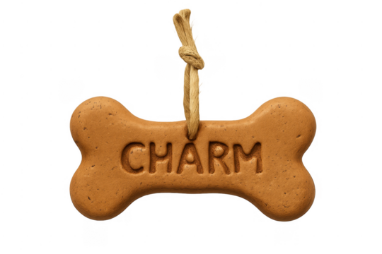 Dog bone biscuit hanging with charm word