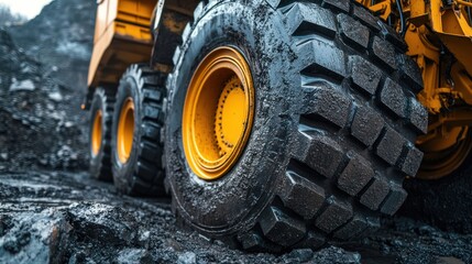 Heavy Duty Mining Truck Tire in Muddy Terrain