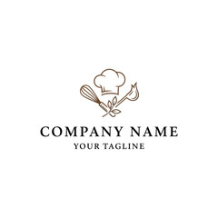 Chef hat with whisk and spoon logo design.