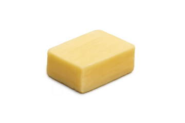 Butter block on clear background displaying ingredient for cooking