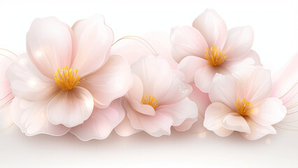 Fototapeta premium 白い背景に咲くピンク色の花のリアルなイラスト