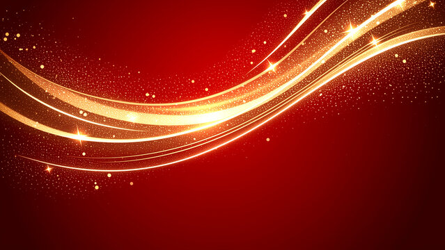 赤い背景に輝く金色の豪華な波