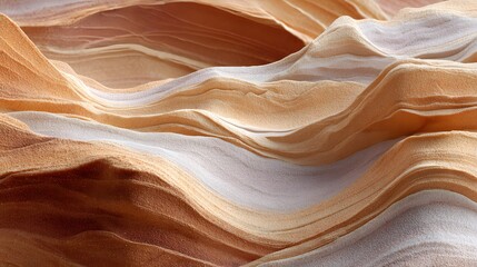 Wavy textured layers display alternating bands of warm ochre and pale cream coloration