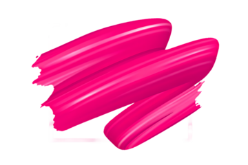 Vibrant pink lipstick brush stroke with silver frame isolated on transparent background
