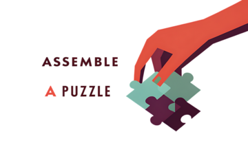 Hand assembling puzzle pieces to create a future concept isolated on transparent background