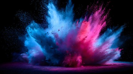 Vivid cloud of fine particulate matter explodes outward against a deep dark background